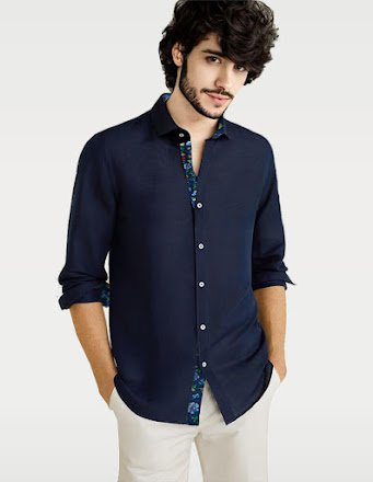 navi linen shirt