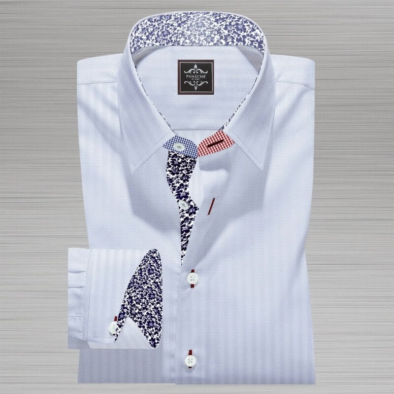 White Micro Patterned Tailored Dress Shirt