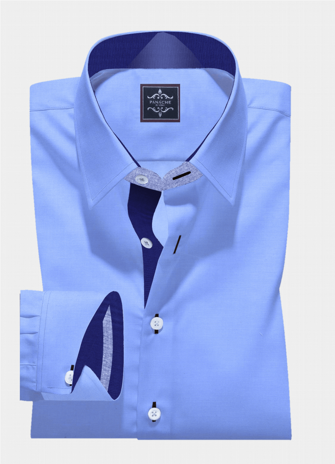 Sky Blue Broadcloth Shirt Custom Made - Panache Bespoke