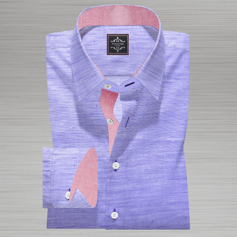 Purple linen Shirt - Panache Bespoke Custom Made Shirts