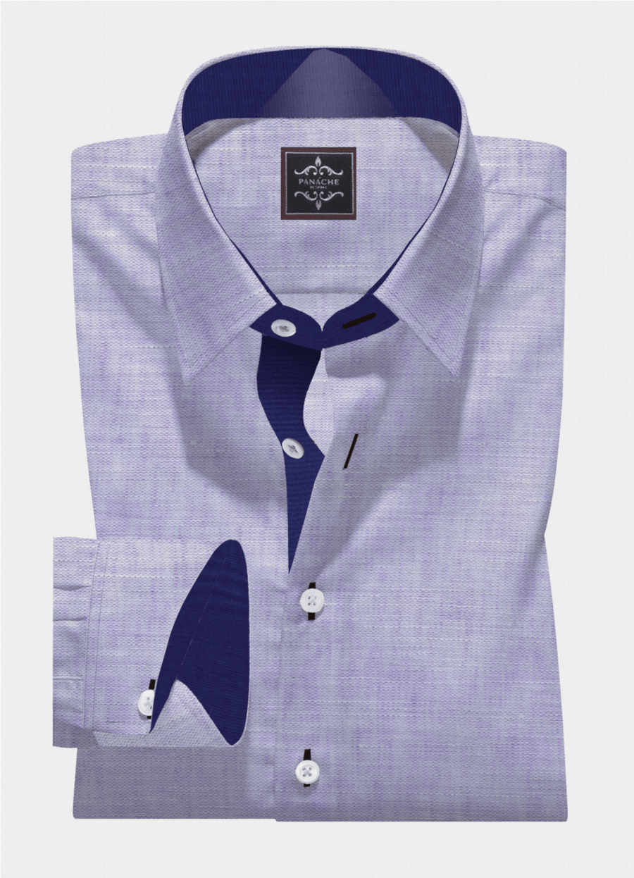 Redondo Purple Linen Shirt | Panache Bespoke Luxury Custom Made Shirts | 1