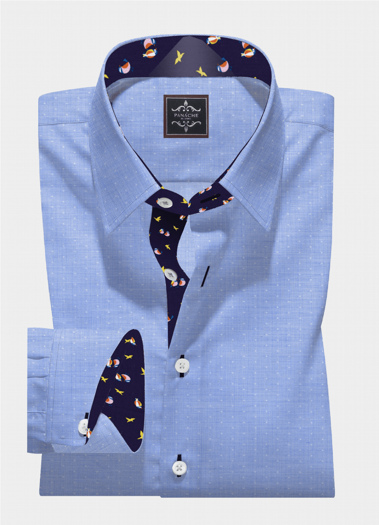 Light Blue End–on-End Shirt with self dot - Panache Bespoke