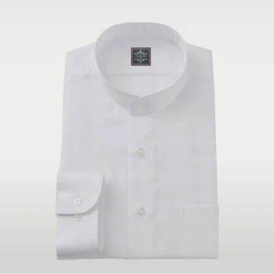 White Broadcloth Band Shirt