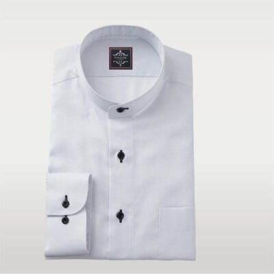 White Broadcloth Band Shirt