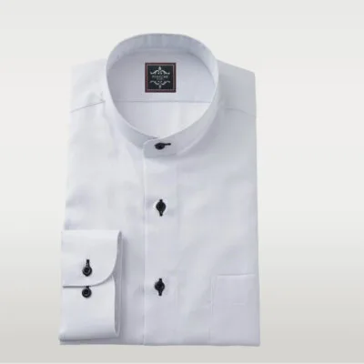 White Broadcloth Band Shirt