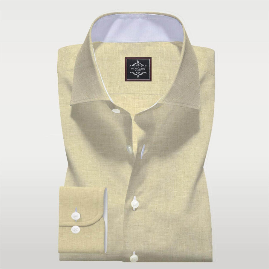 Beige Linen Shirt Custom Made Option | Panache Bespoke | Mens Dress shirts 1