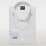 White Broadcloth Pin Collar Shirt