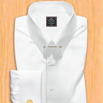 white pin collar shirt