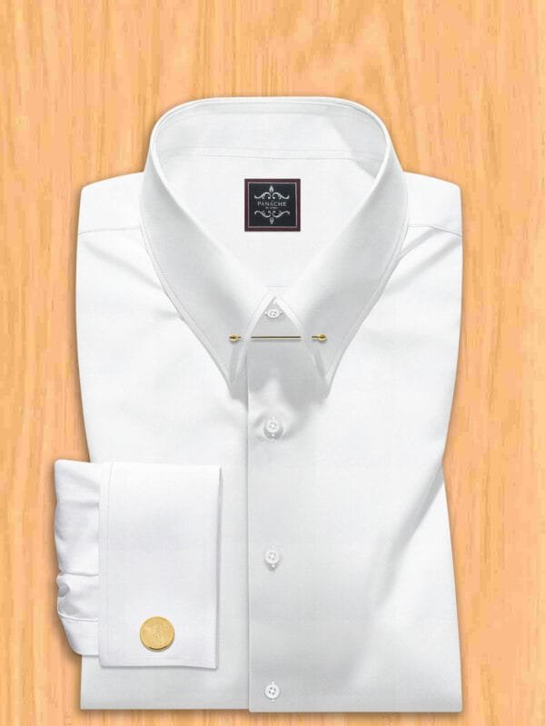 white pin collar shirt