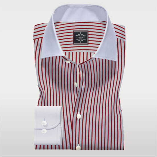 Luxury White And Blue Tab Collar Stripes Shirt @Panache Bespoke 2 Shirt