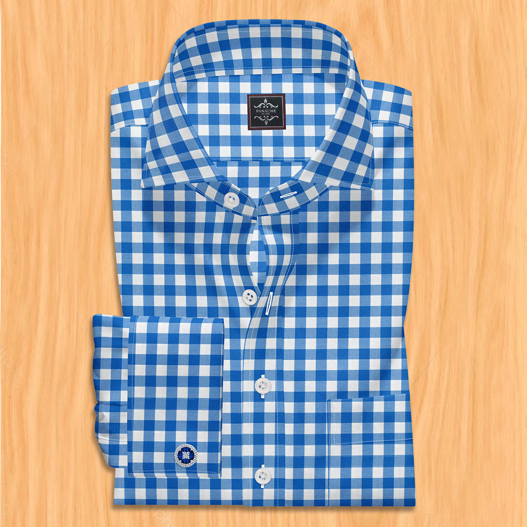 Blue And White Check Shirt