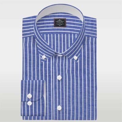Blue and White Stripes Linen Shirt