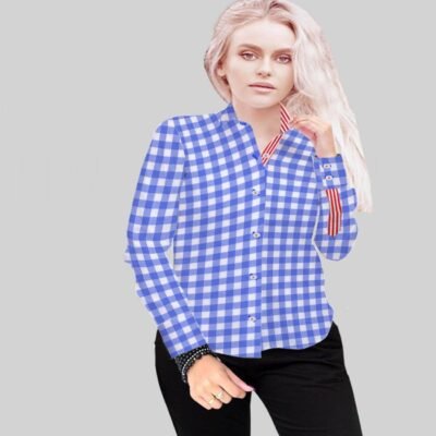 White and Blue Check