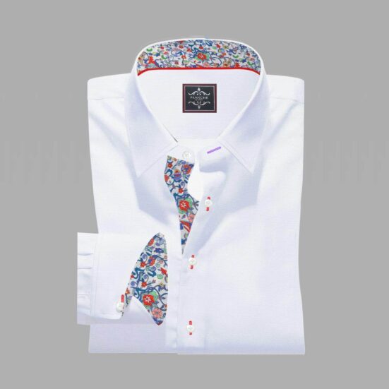 Luxury-White Twill Egyptian Cotton-Shirt