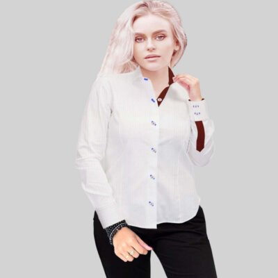 Luxury White Herringbone Shirt
