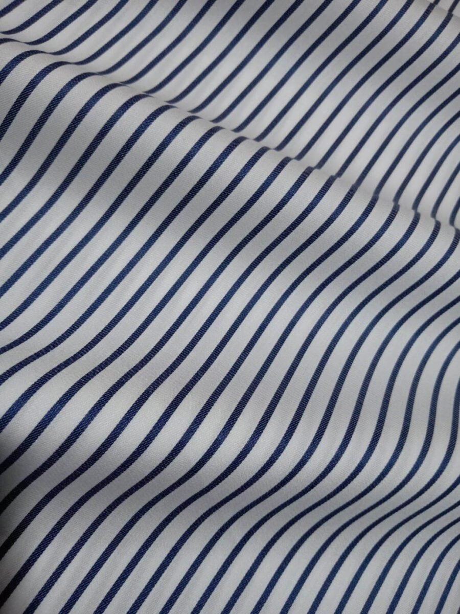 Navy and White Stripes Twill Shirt - Image 2