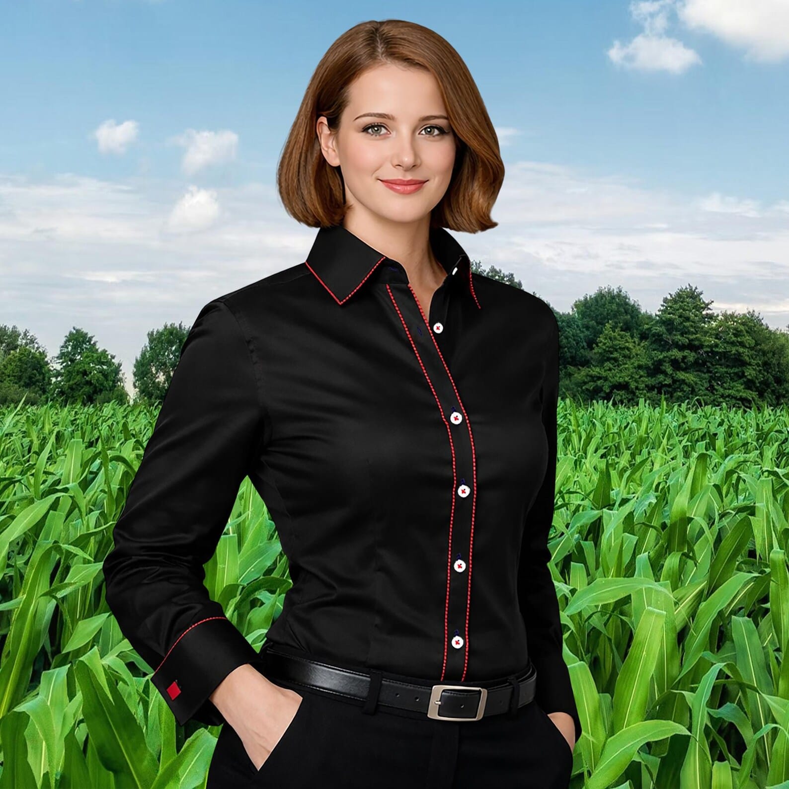 Black Button Up Shirt for Women