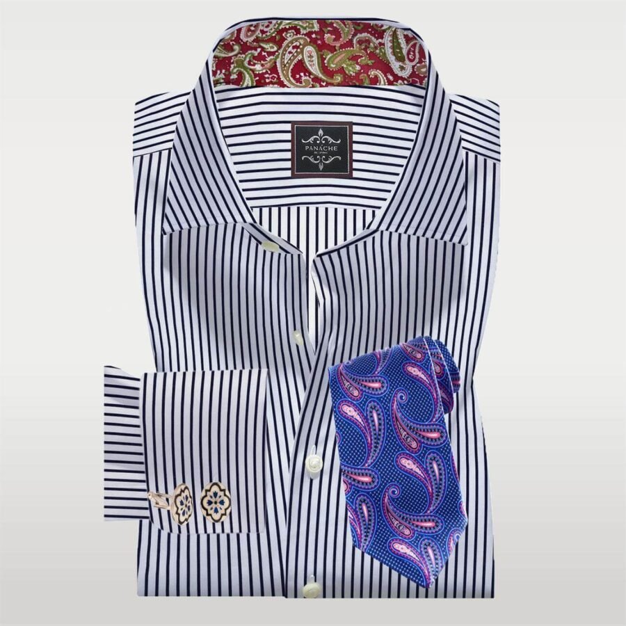 Navy and White Stripes Twill Shirt