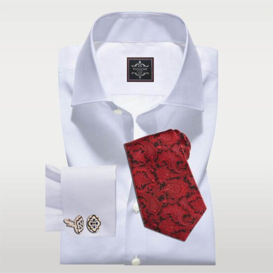 Luxury White Self Texture Twill Shirt