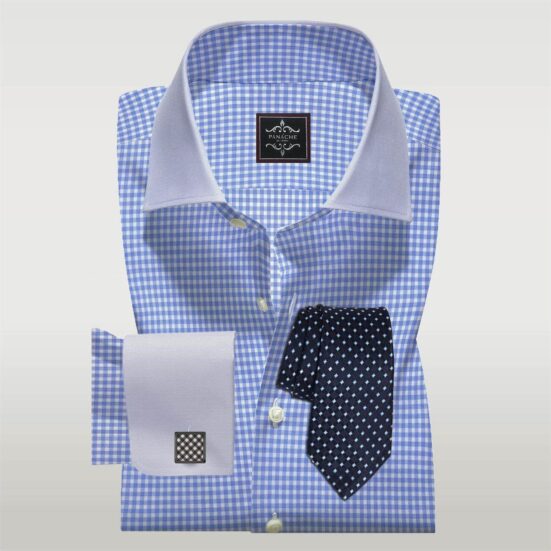 Custom Made Light Blue Checked Shirt