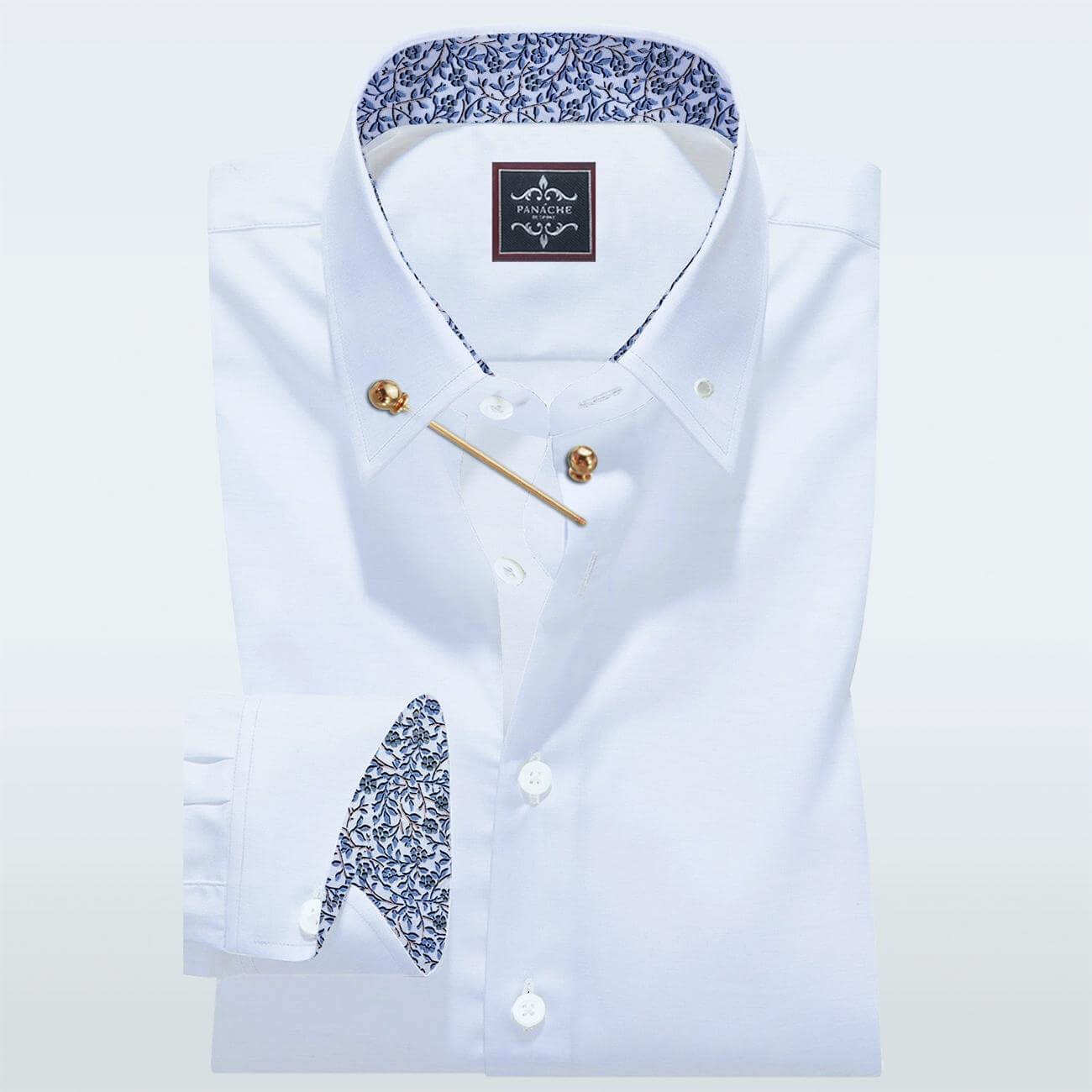 Luxury White Pinned Collar Shirt @ Panache Bespoke Pin Collar Shirts 2