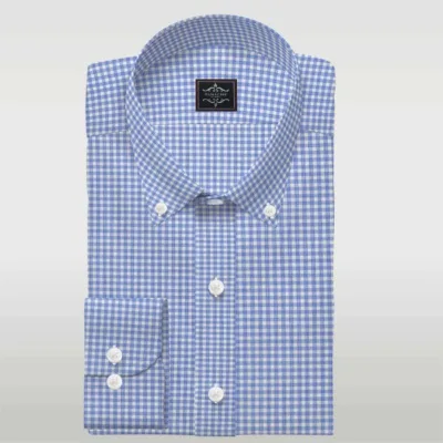 Light Blue Gingham shirt Mens Blue Dress Shirts