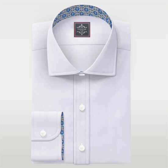 White Wrinkle Resistant Twill custom dress shirts