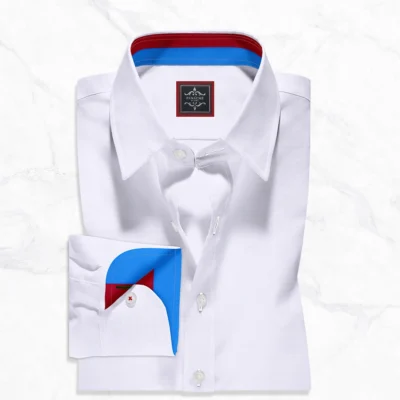 White Poplin Custom Made Shirt.