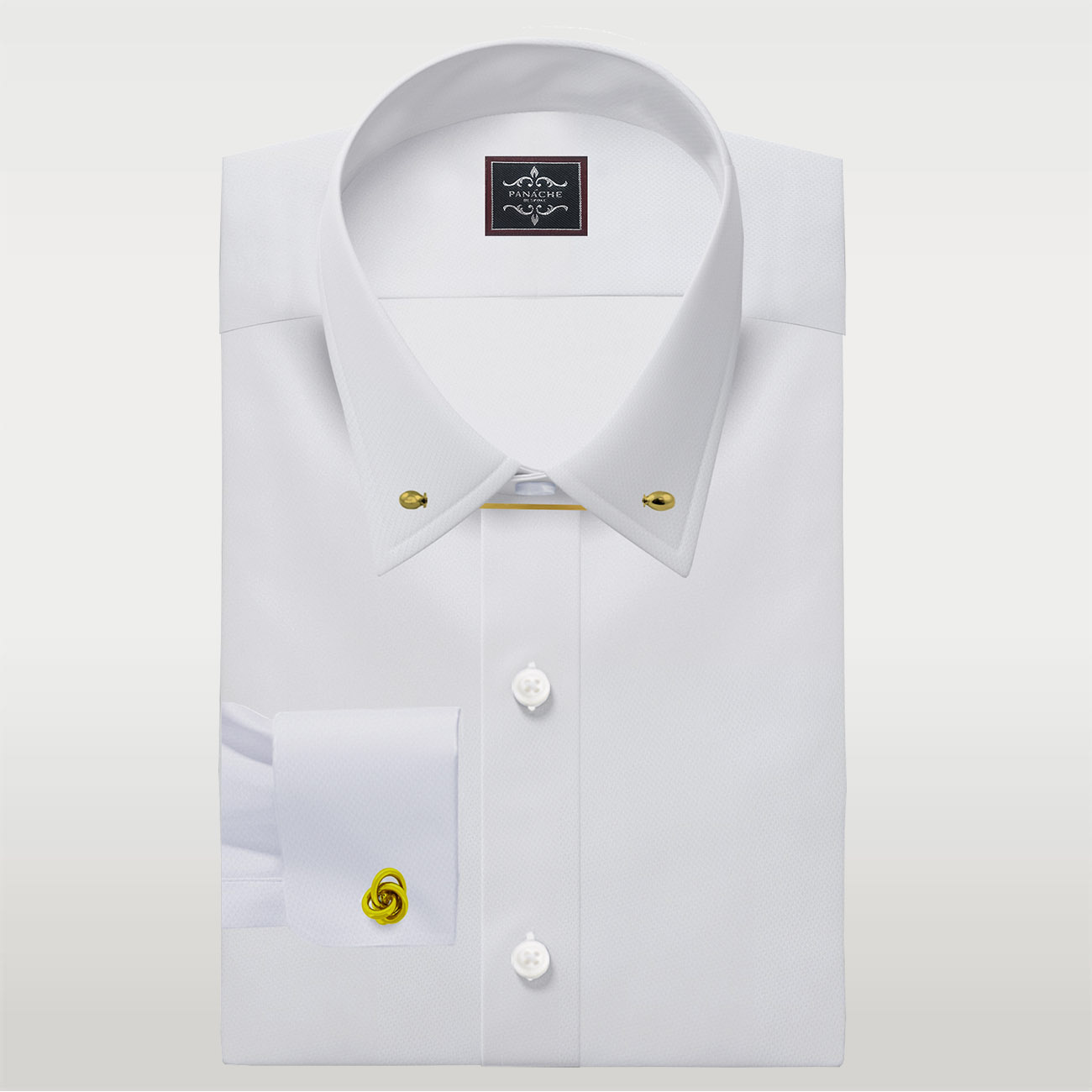 Mens Italian Double Cuff Formal White Shirt Slim Fit Include Metal