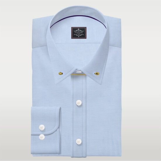 light blue royal oxford Pin collar shirt