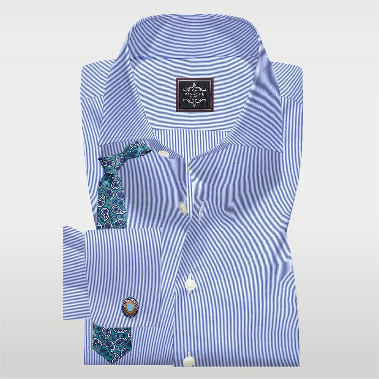 Pen Stripe Blue Shirt| Mens Dress Shirts | Luxury Mens Shirts 1