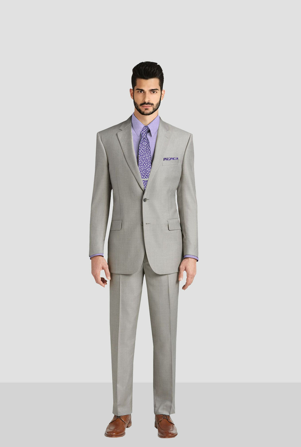 Light Gray Plaid Suit - Men's Custom Suits - Fraternity Suits