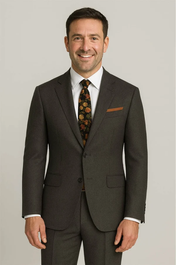 Mens Grey Suit Birdseye Vitale Barberis 100% Luxury Suit