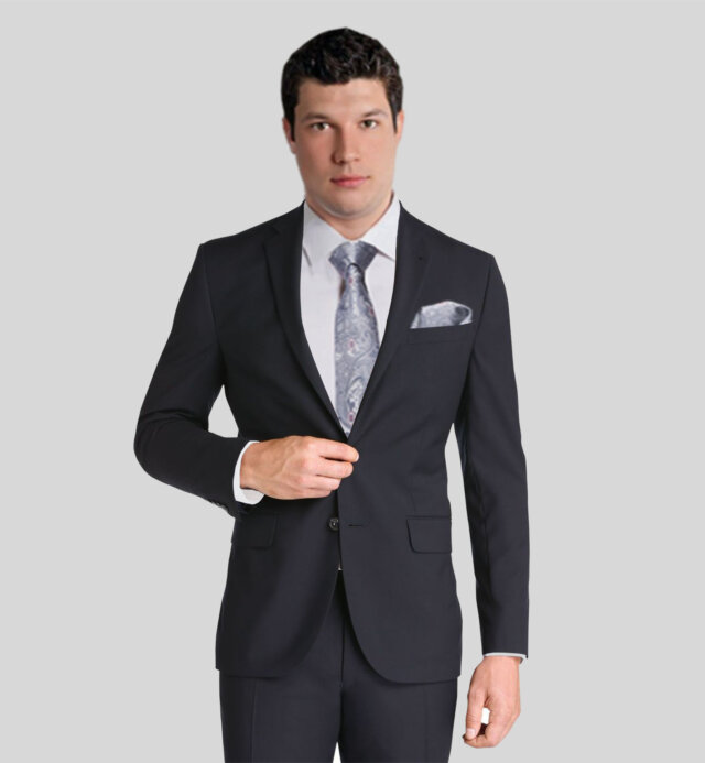 Black Vitale Barberis Suit Premium Italian Wool | Luxury Custom Suits |1