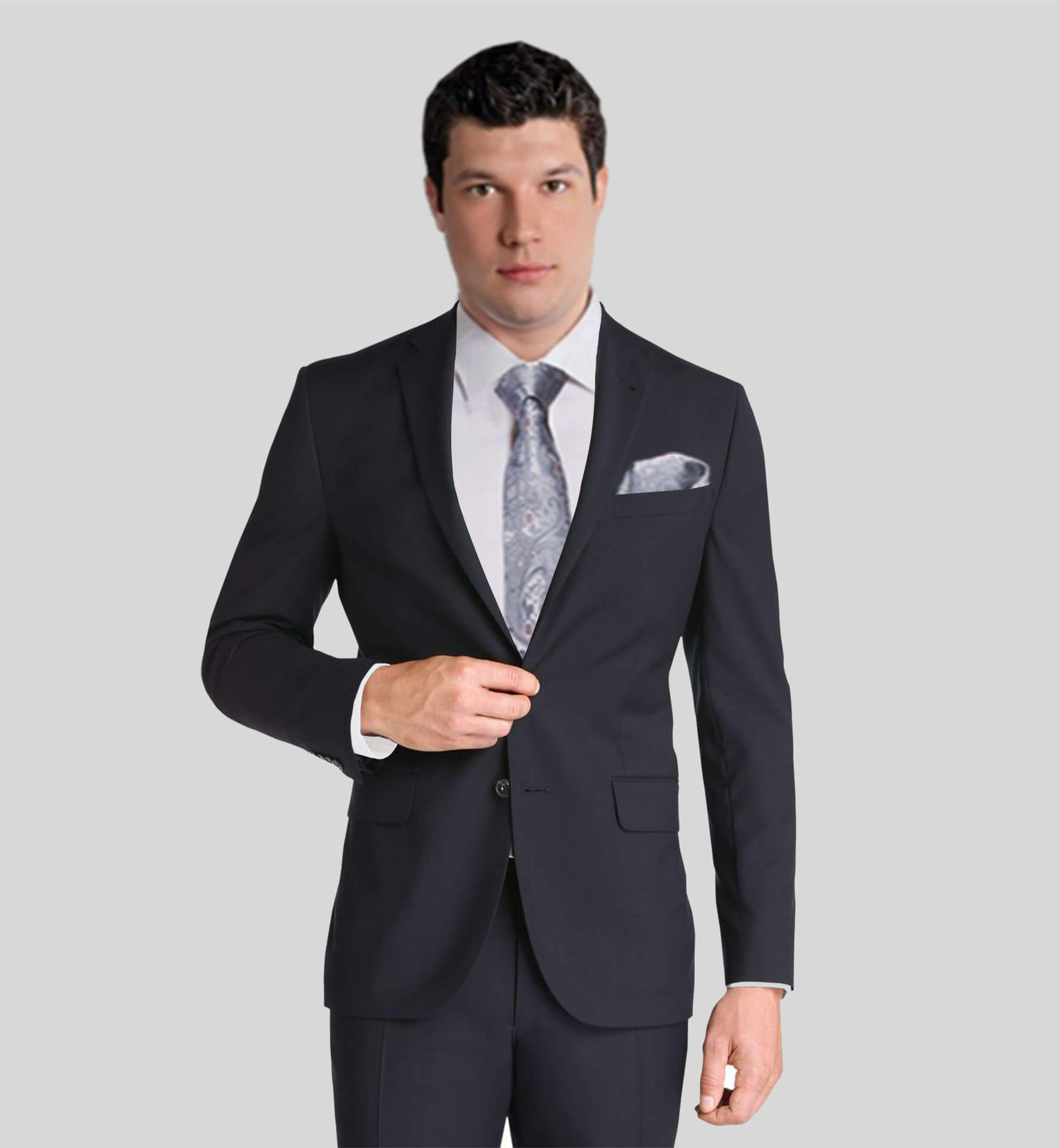 Black Vitale Barberis Suit Premium Italian Wool