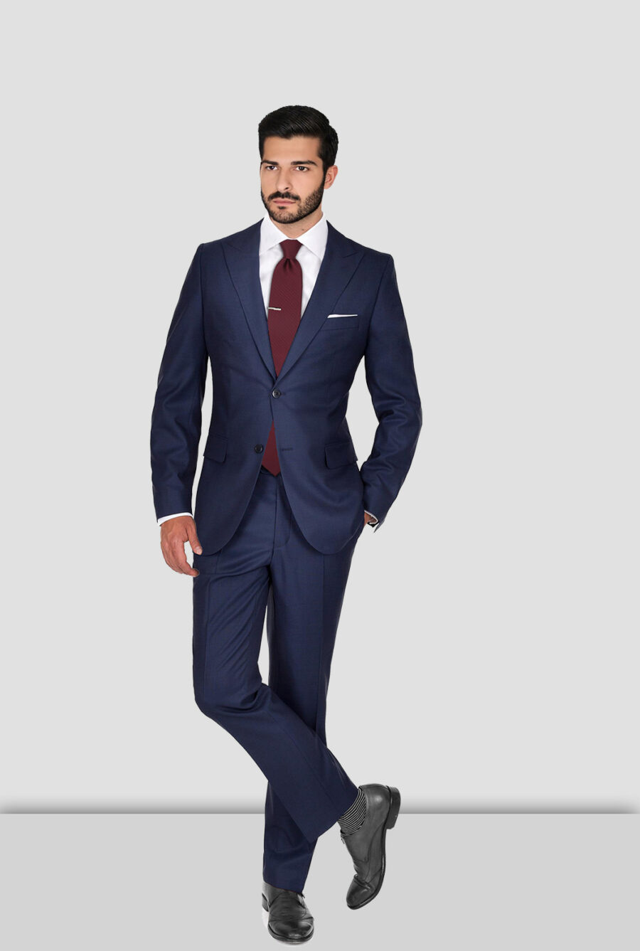 Premium Navy Birdseye Suit Vitale Barberis premium Italian wool Mens Luxury  Suiting 1