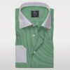 Green Stripes Dress shirts | Green Stripes with White Collar and cuff Mens Dress shirts