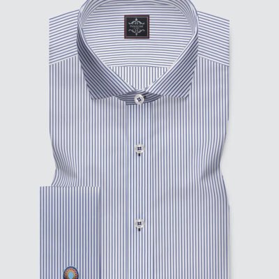 white and blue striped shirt
