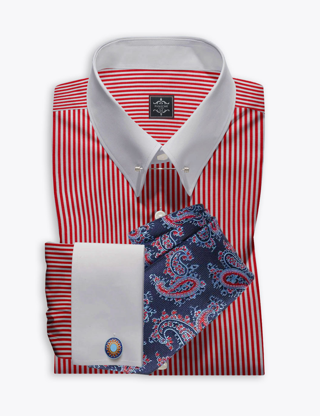 Stripes Pin Collar Shirts | Men's Pin Collar Shirt | Red Stripes Dress  Shirts Luxury A1