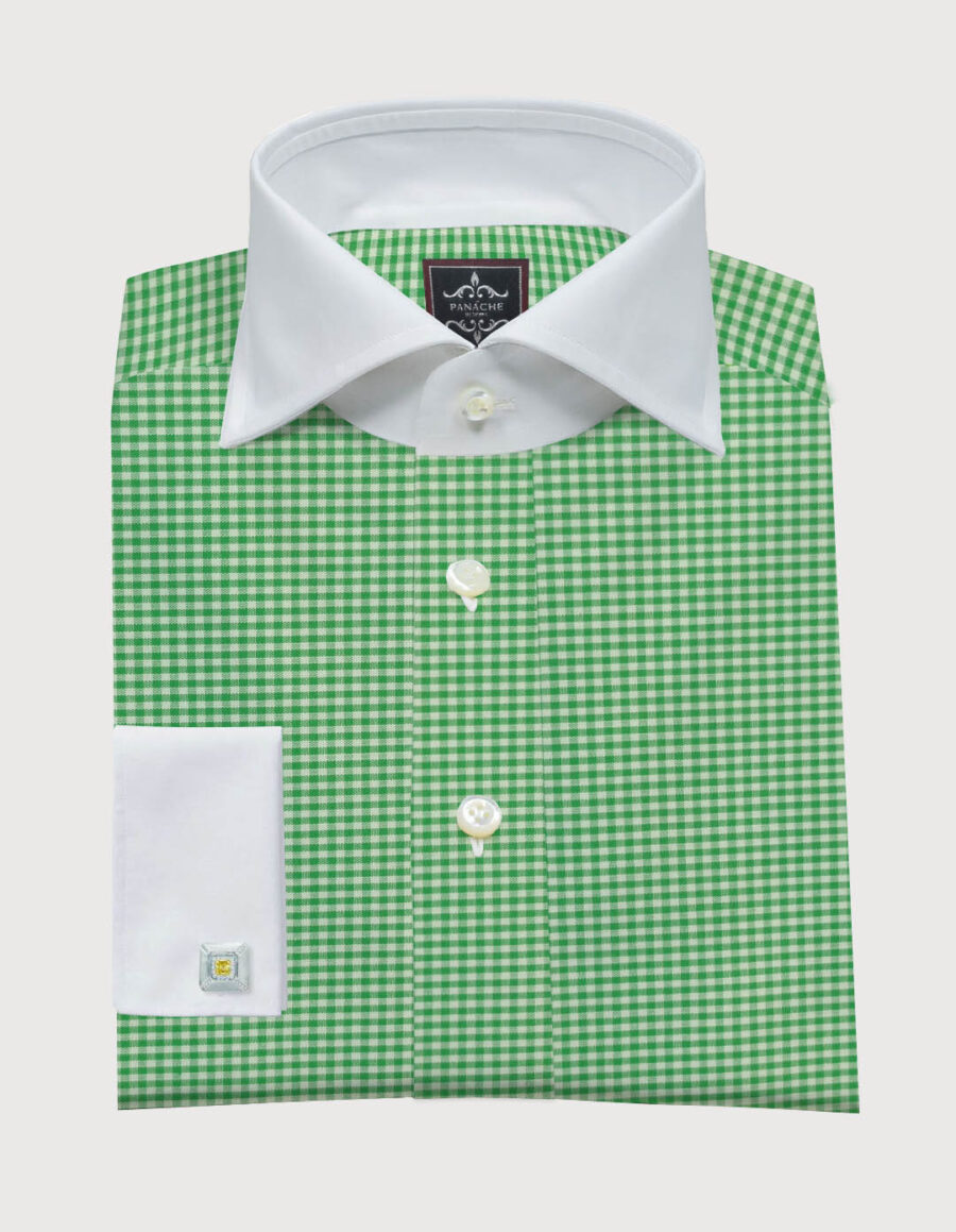 green gingham dress shirt