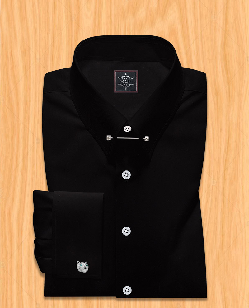 black pin collar shirt
