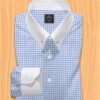 Blue Gingham Dress Shirt | Pin Collar dress shirt | White Collar and cuff shirt