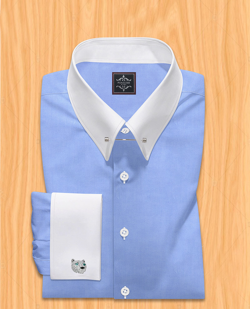 Self-Pen Stripe Men's Dress Shirt | Pin Collar Dress Shirt | White ...