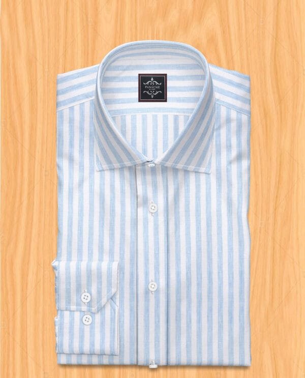 Linen mens striped dress shirt
