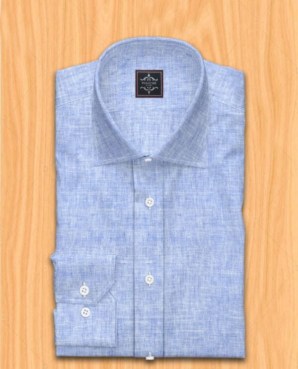 Mens linen shirt light blue