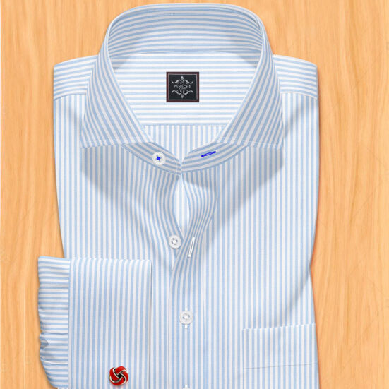 Light Blue Striped Dress Shirt Men