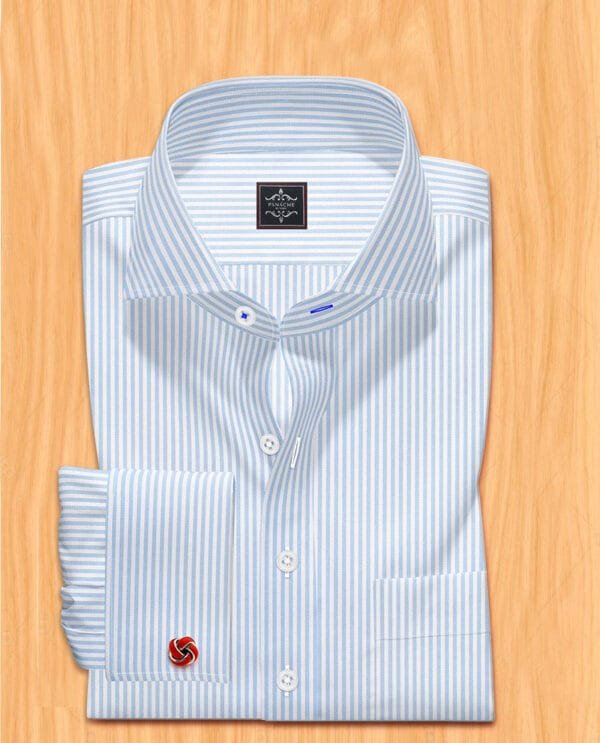 Light Blue Striped Dress Shirt Men