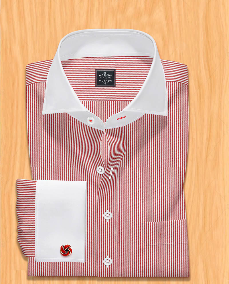 Thomas Pink Blue Stripe French Cuff Shirt 16.5