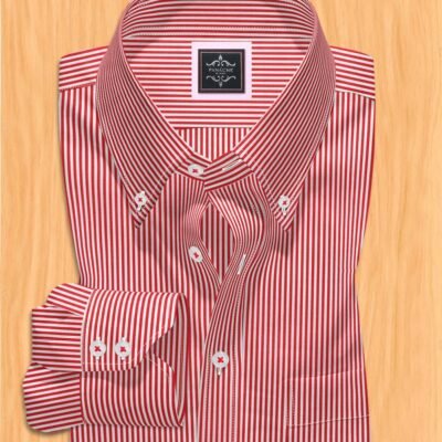 Red striped button down shirt