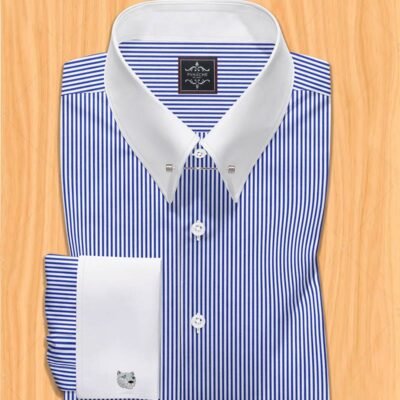 Stripes pin collar shirt